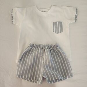 Striped White and Blue Toddler Outfit rapife 2T